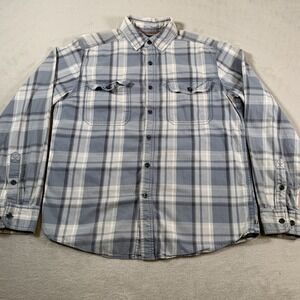 Gander Mountain Guide Series Shirt Mens‎ Medium Blue Plaid Pockets Long Sleeve
